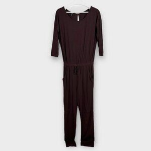 Baukjen Long Sleeve Tie Waist Jumpsuit Chocolate Brown